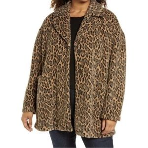 AVEC LES FILLES Soft Swing Car Coat NEW SIze 3X Leopard Animal Print